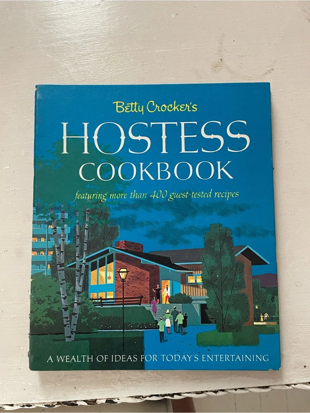 Betty Crocker Blue Hostess Cookbook - Illustrated Midcentury Cover